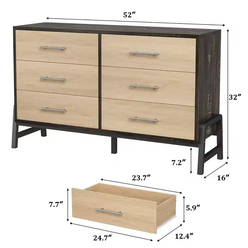 Freestanding 52 Wooden Dresser with Wide Drawer and Storage Closet, Vertical Storage Chest for Living Room, Bedroom, Entryway