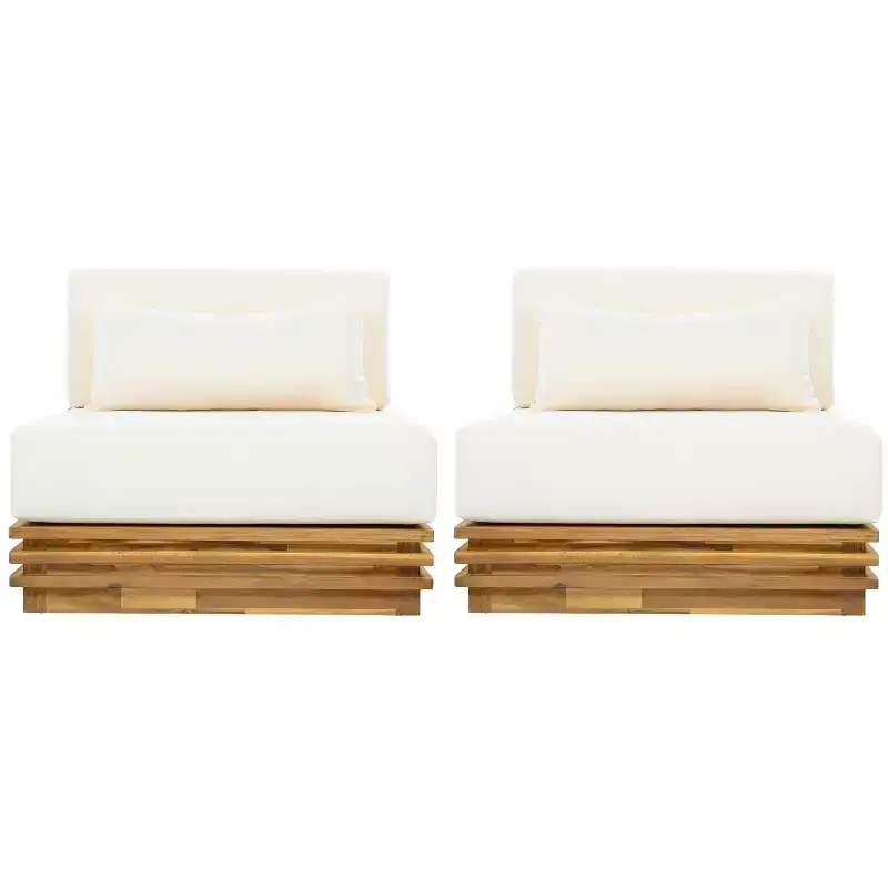 Christopher Knight Home Preston Patio Modern Coastal Acacia Wood Oversized Lounge Chair with Cushions