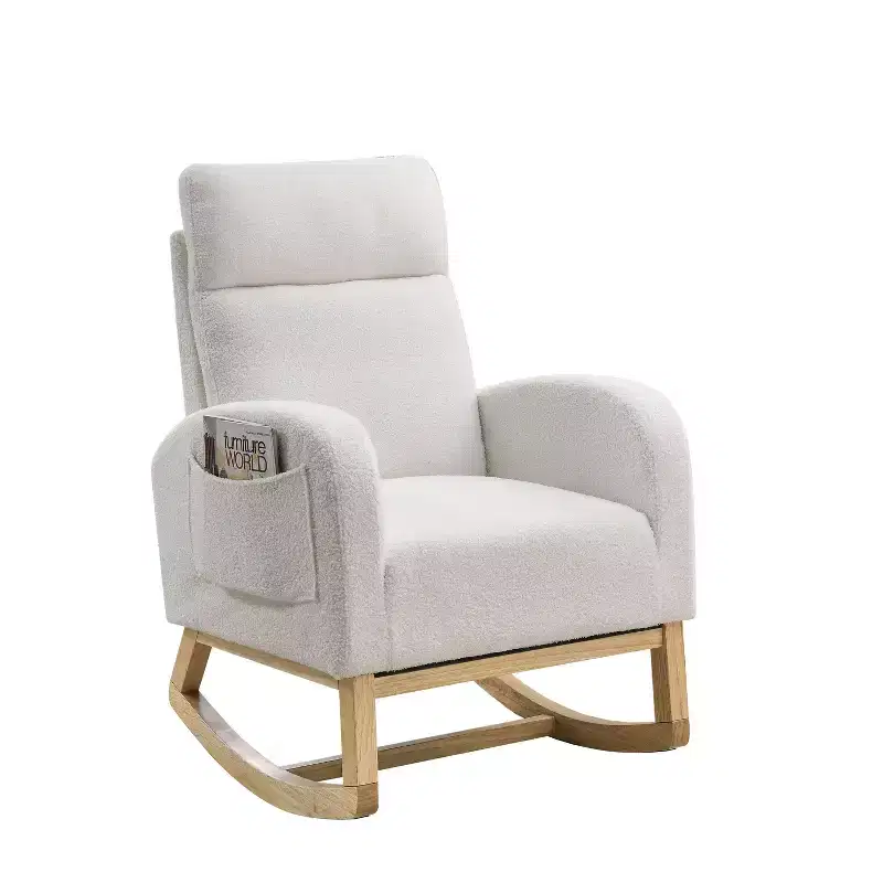 27.6W Accent Rocking Chair, Armchair with High Backrest & 2 Side Pockets, Nursery Glider Rocker - ModernLuxe