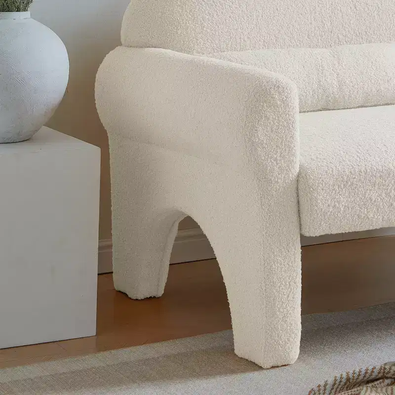 Modern Boucle Upholstered 2 Piece Set/Loveseat/1 Seat Sofa Couches with Armrests, and Tufted Legs 4A - ModernLuxe