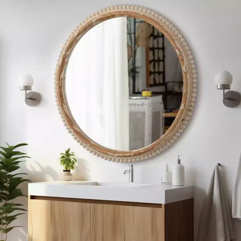 Wood Flat Wall Mirror