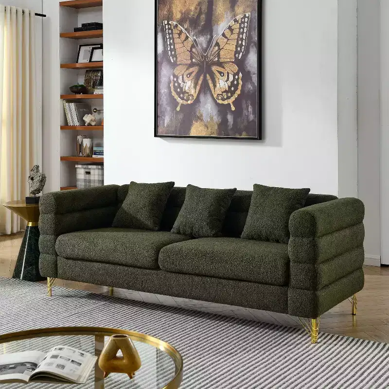 Deep Seating Sectional Sofa - 81 Comfort Sofa w/3 Pillows