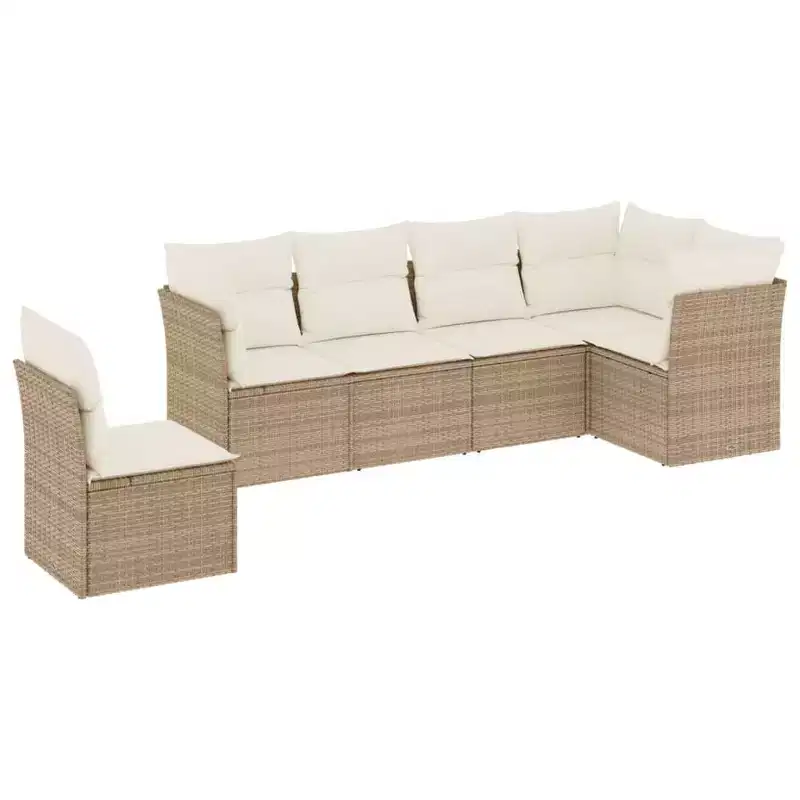 vidaXL Patio Sofa Set with Cushions Outdoor Conversation Furniture Poly Rattan