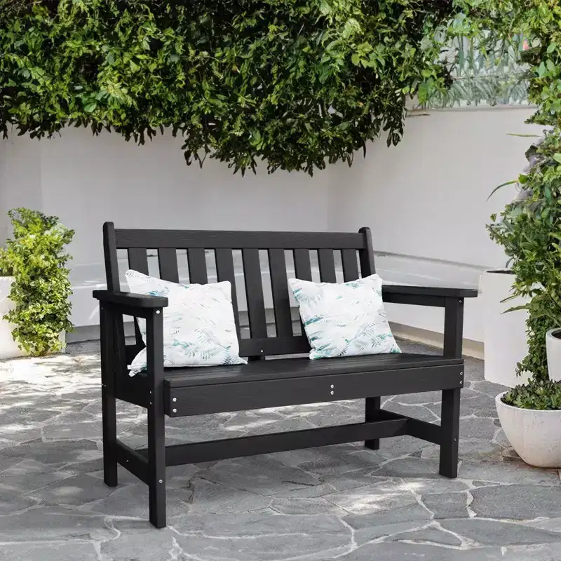 Hyleoty HDPE Outdoor Park Bench 48 x 22 x 35 ,Elegant, Comfortable and Durable