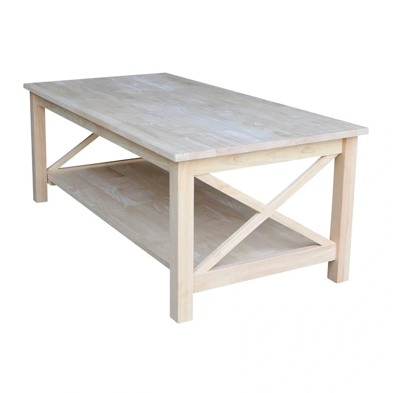 Solid Hardwood Coffee Table with Lower Shelf