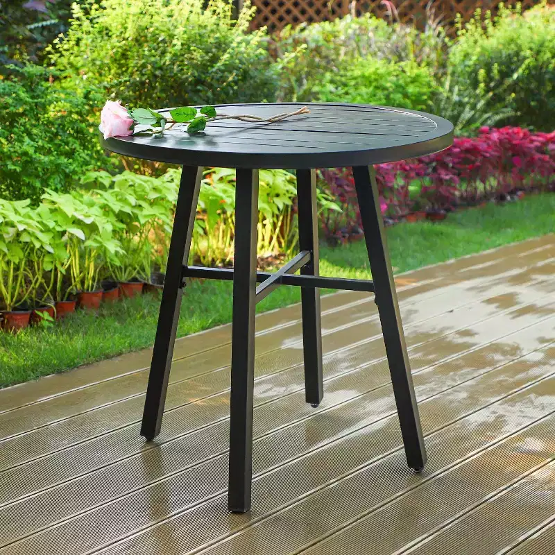 Outdoor Steel End Table - Black - Captiva Designs: Round Bistro Patio Table, Fade & Rust Resistant