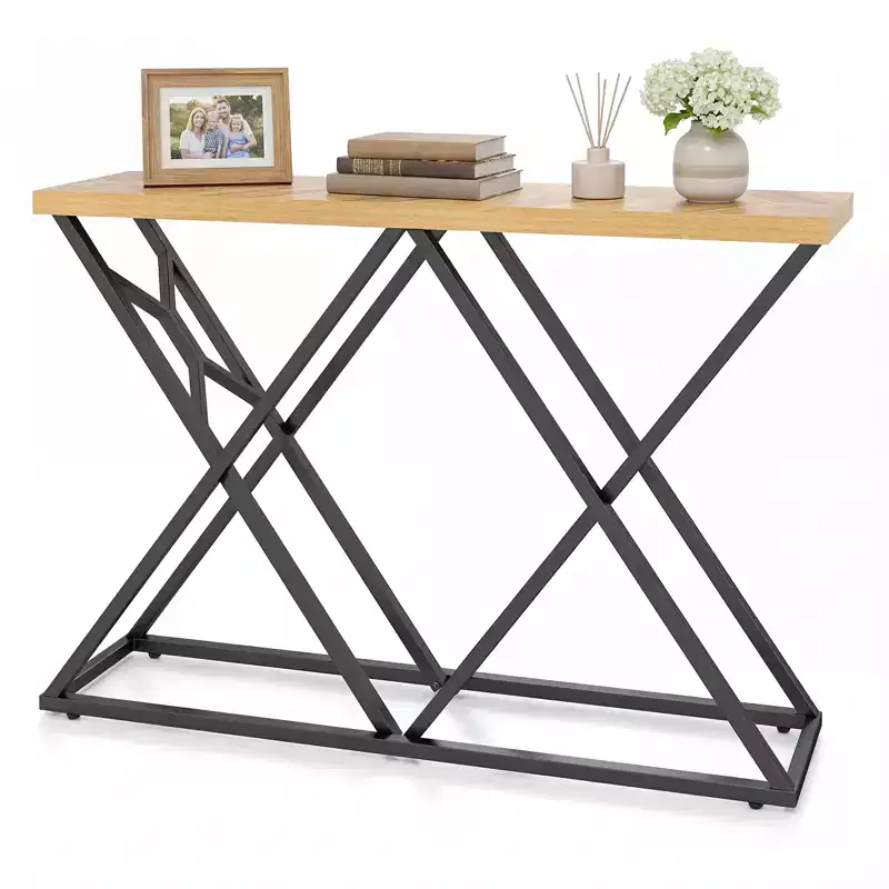Metal & MDF Console Table with X-Frame, 55
