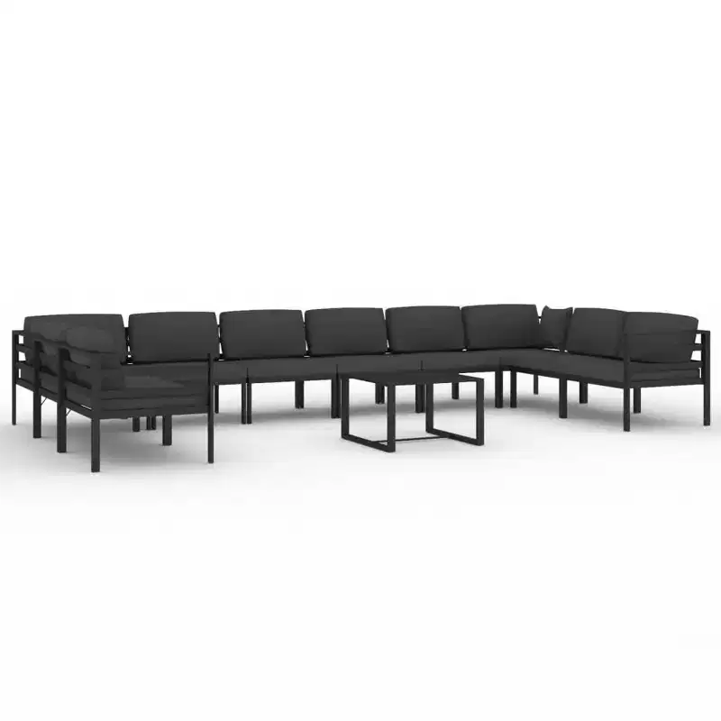 vidaXL 11 Piece Patio Lounge Set with Cushions Aluminum Anthracite