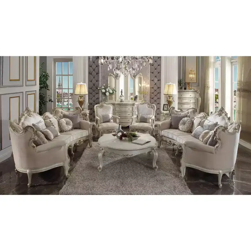 54" Picardy Coffee Table Antique Pearl - Acme Furniture