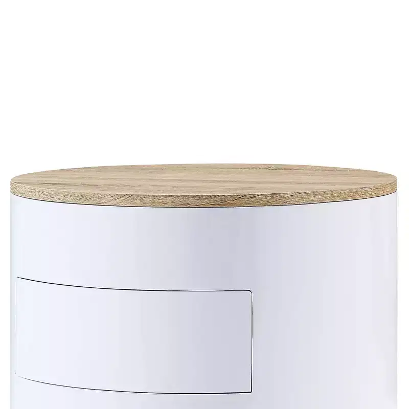 19" Otith Accent Table White High Gloss - Acme Furniture: Round, No Assembly, Metal Glides