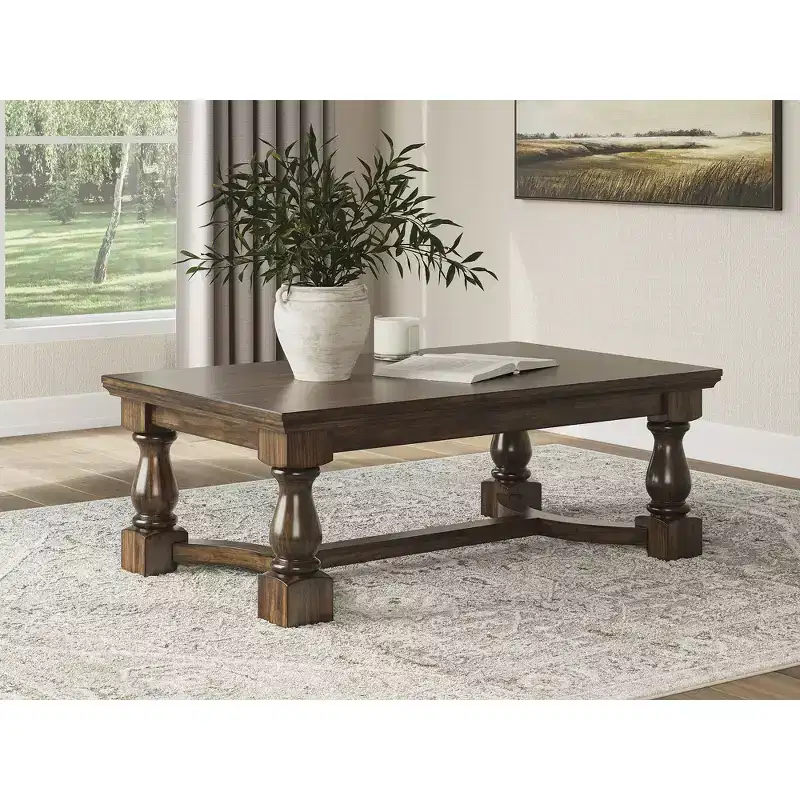 Signature Design by Ashley Korestone Coffee Table, Dark Brown, Contemporary Living Room Center Table