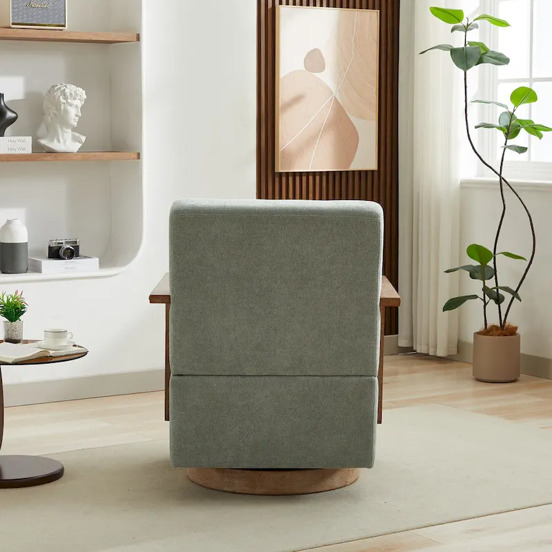 Pale Green 30.31 Linen Blend Upholstered Swivel Accent Chair