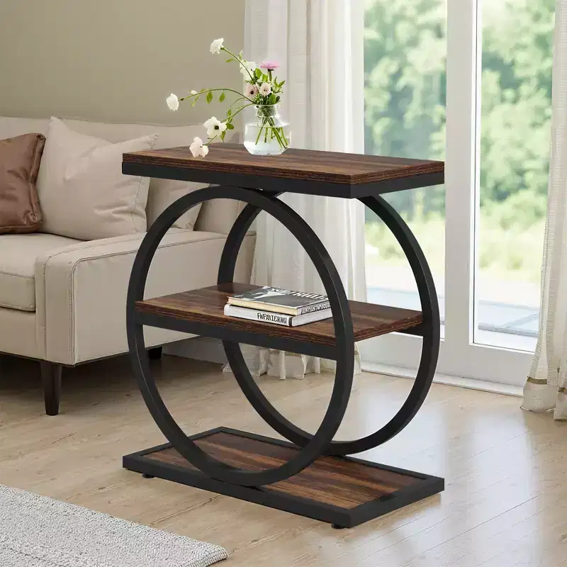 MDF 3-Shelf Side Table with Casters, 25.59