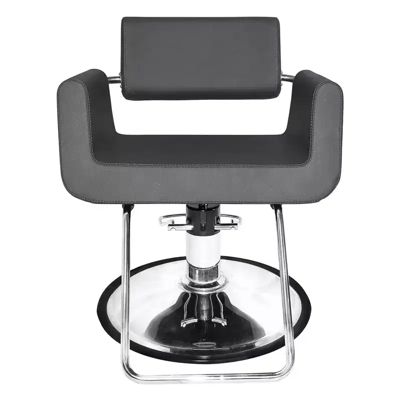 Professional Salon Styling Chair High-Density Foam Steel Frame 360° Swivel Gray Vinyl