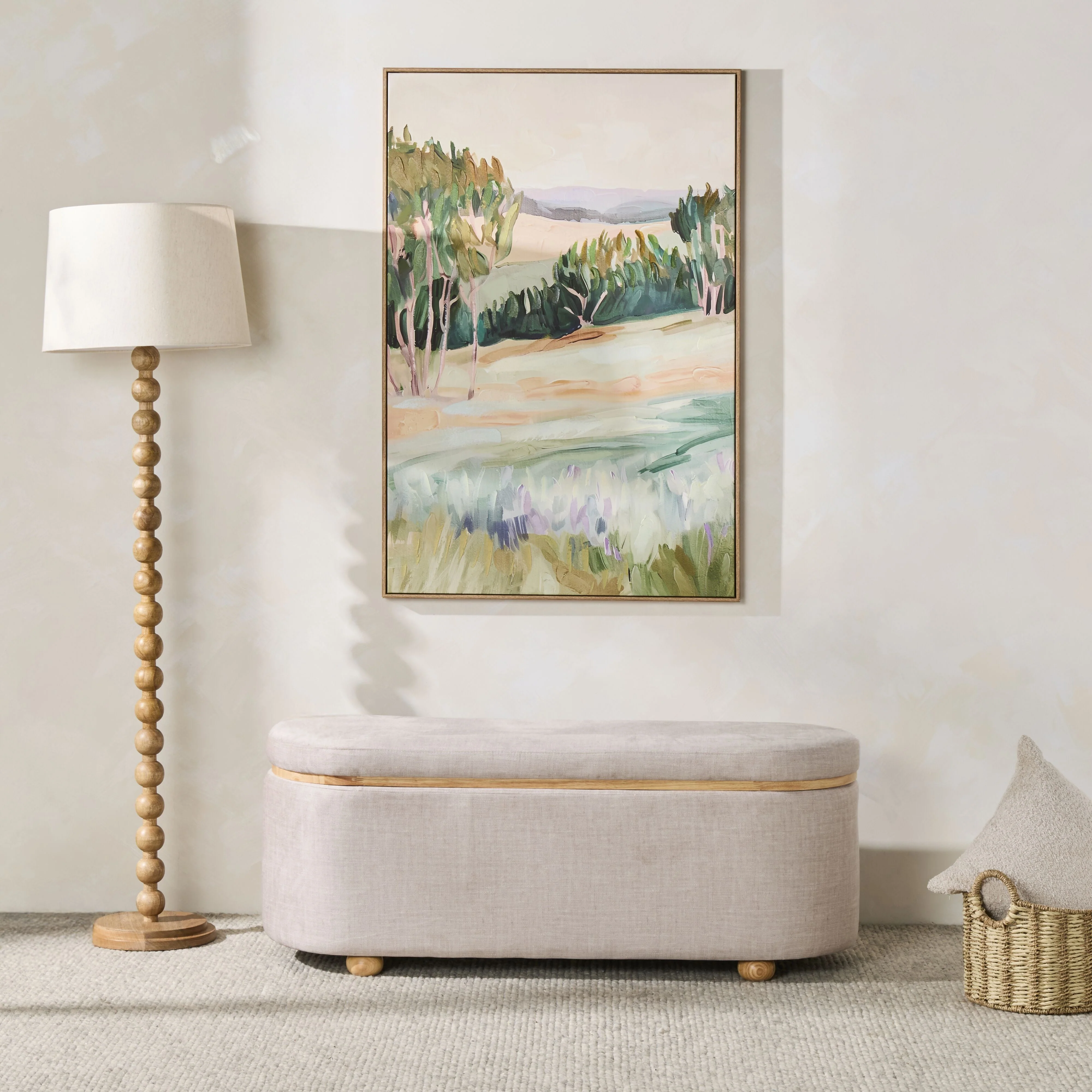 Textured Weave Storage Bench Pecan