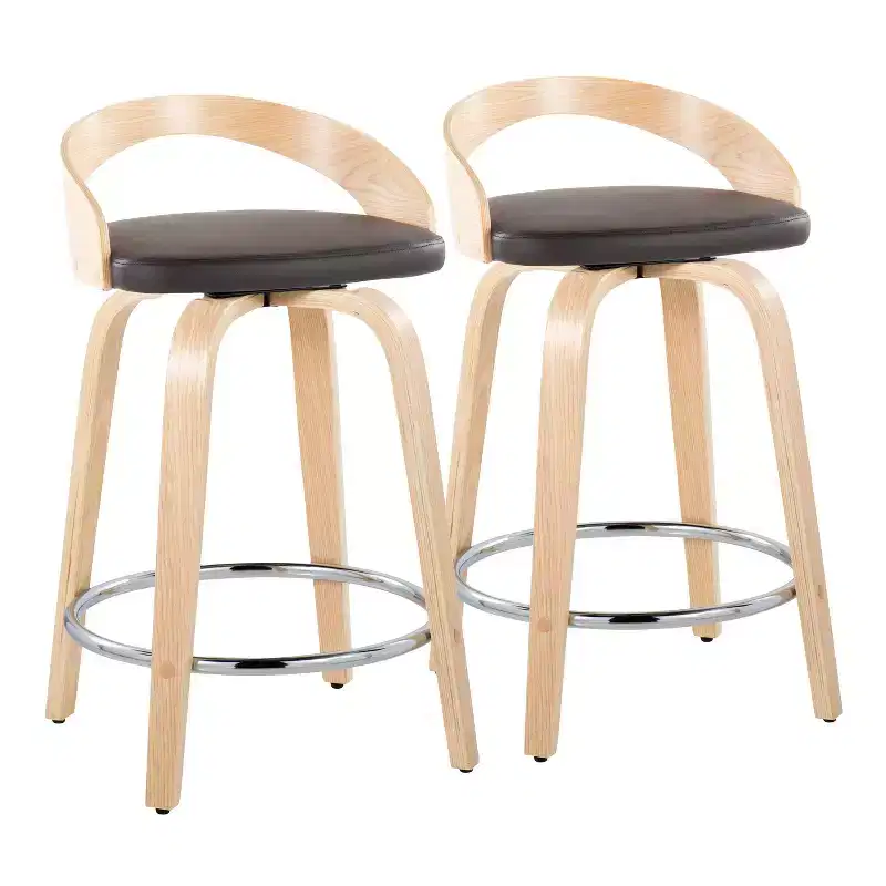 LumiSource Set of 2 24 Grotto Swivel Counter Height Barstools