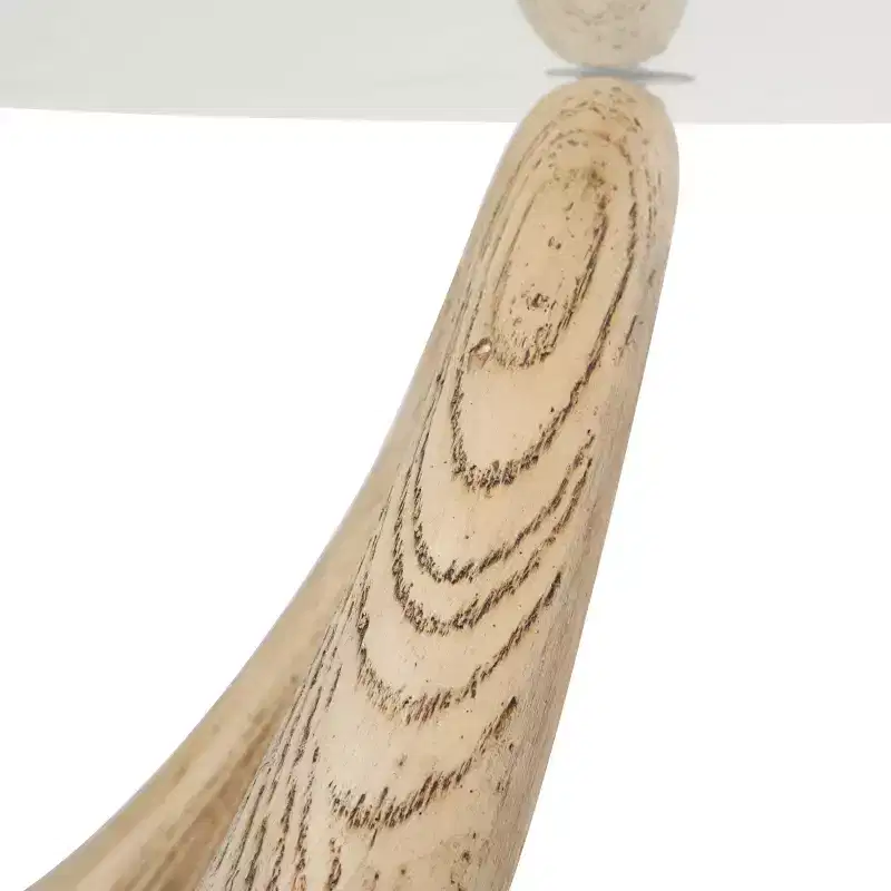 Cement Abstract Coffee Table with Abstract Wavy Base and Triangular Glass Top Beige