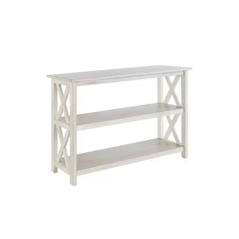 2 Shelf Entryway Table White -: Modern Farmhouse Style, MDF Build, Rectangle Shape