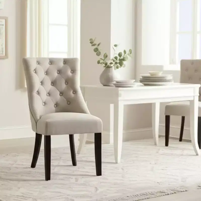 Upholstered Side Chairs, Cream Linen