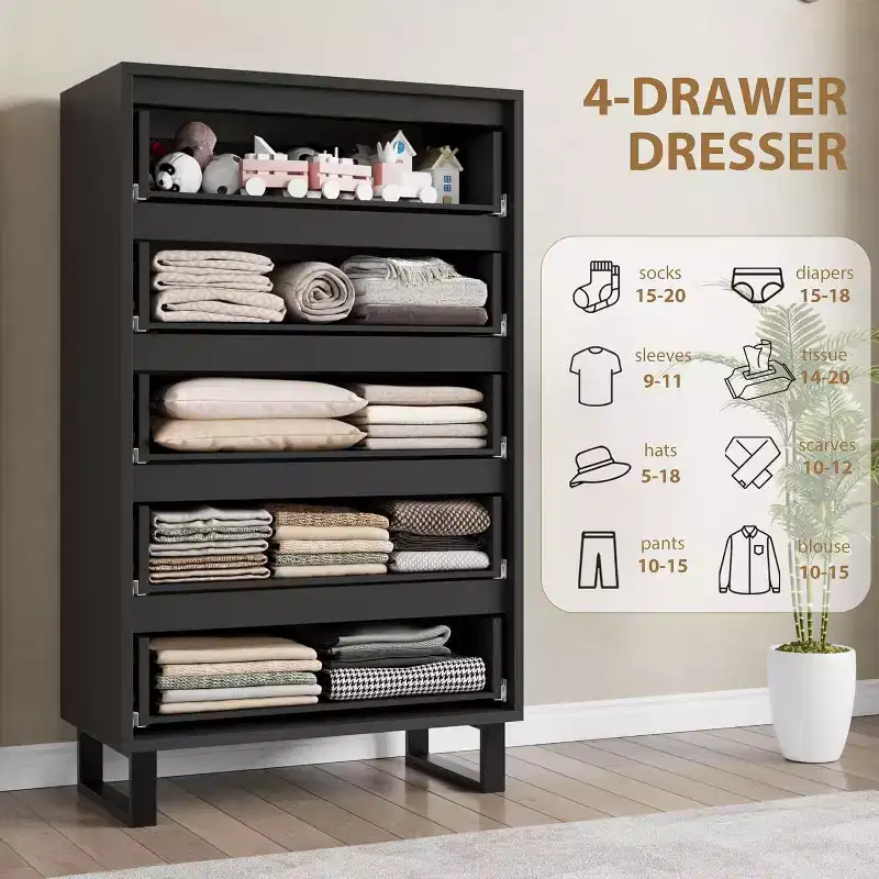 5-Drawer Tall Wooden Dresser - 50