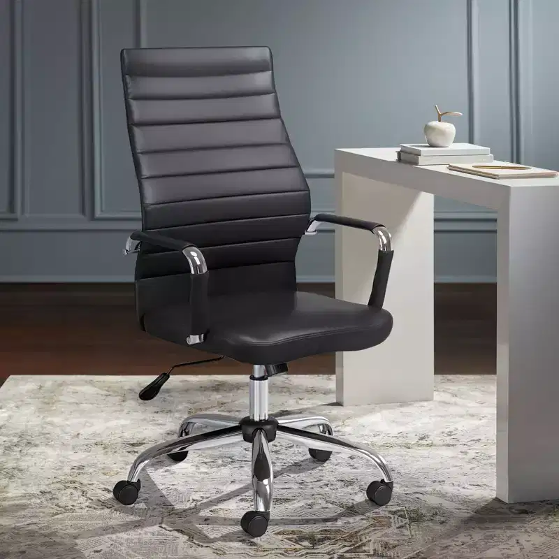 Black Faux Leather Adjustable Office Chair