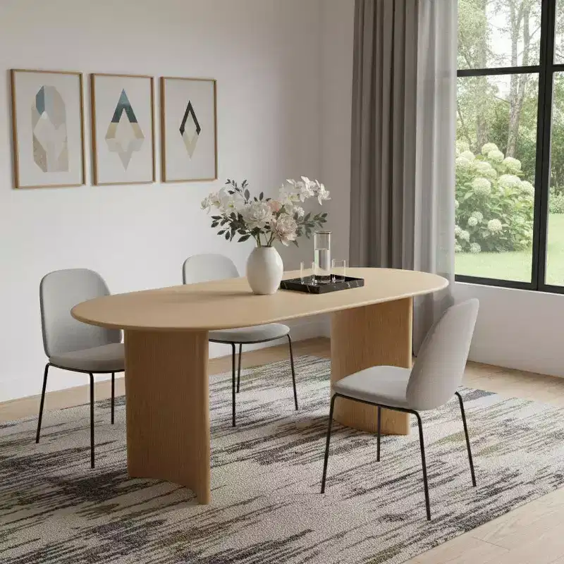 67 Natural Solid Wood Double Pedestal Base Oval Dining Table
