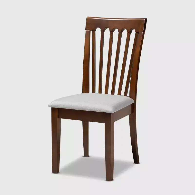 Set of 4 Minette Fabric Upholstered Walnut Dining Chairs - Baxton Studio: Rubberwood, Polyester