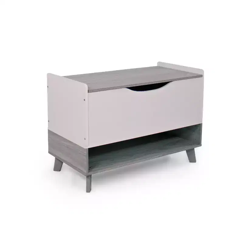Humble Crew Morgan Mid-Century Kids' Toy Chest with Soft Close Lid and Storage Shelf Gray: Baby Toy Organizer, Bookshelf