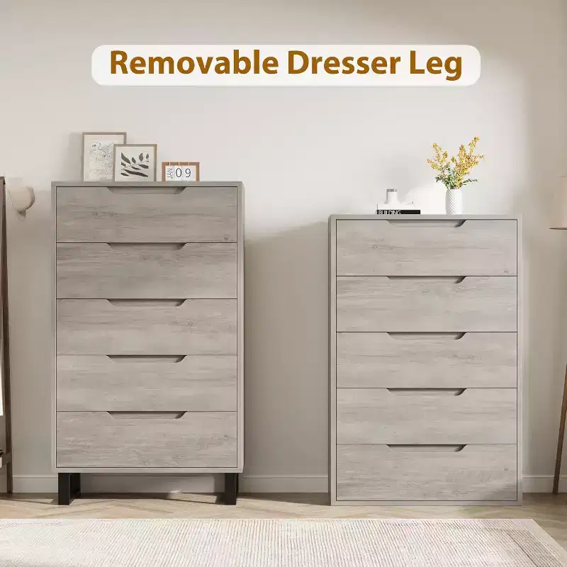 5 Dresser for Bedroom, 51 Tall Dresser, Freestanding Vertical Drawer Cabinet with Storage, Wooden Closet Storage Chest for Living Room, Bedroom