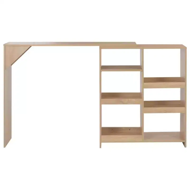 vidaXL Bar Table Kitchen Dining Pub Table Bistro Table with Moveable Shelf - Oak