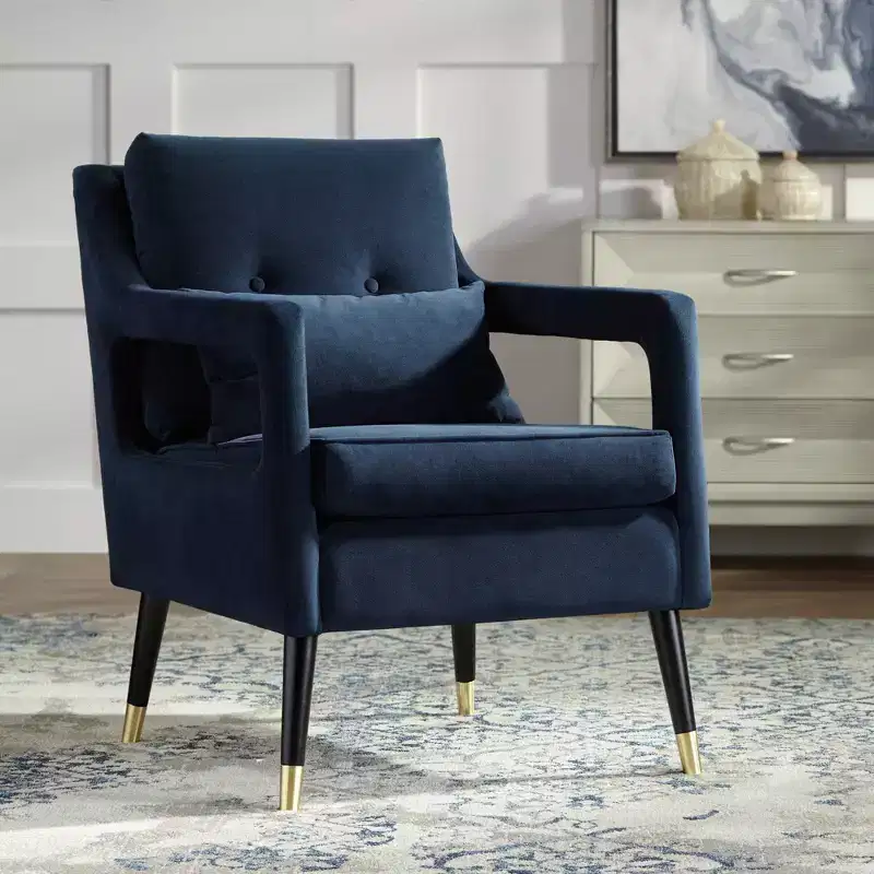 Tilman Blue Fabric Tufted Accent Chair, Modern Living Room Chair