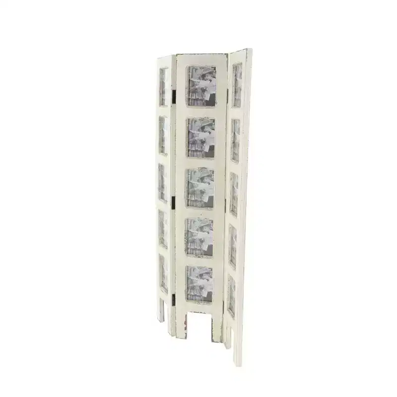 Farmhouse Chinquapin Wood Rectangle Room Divider Screen White - Olivia & May