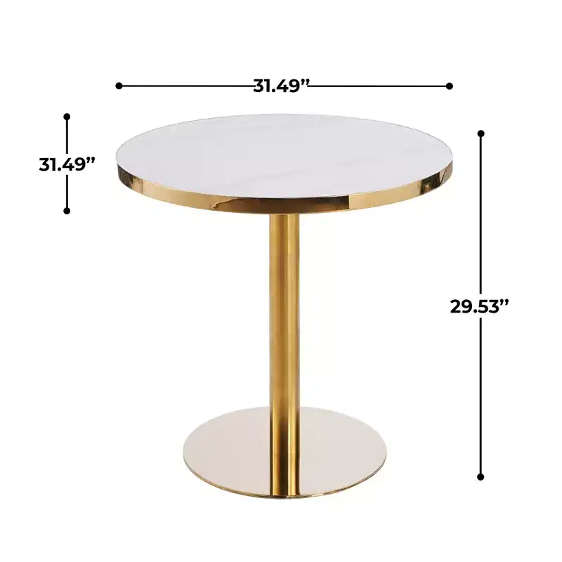 GDFStudio Elara 32W Faux Marble and Metal Pedestal Bistro Table