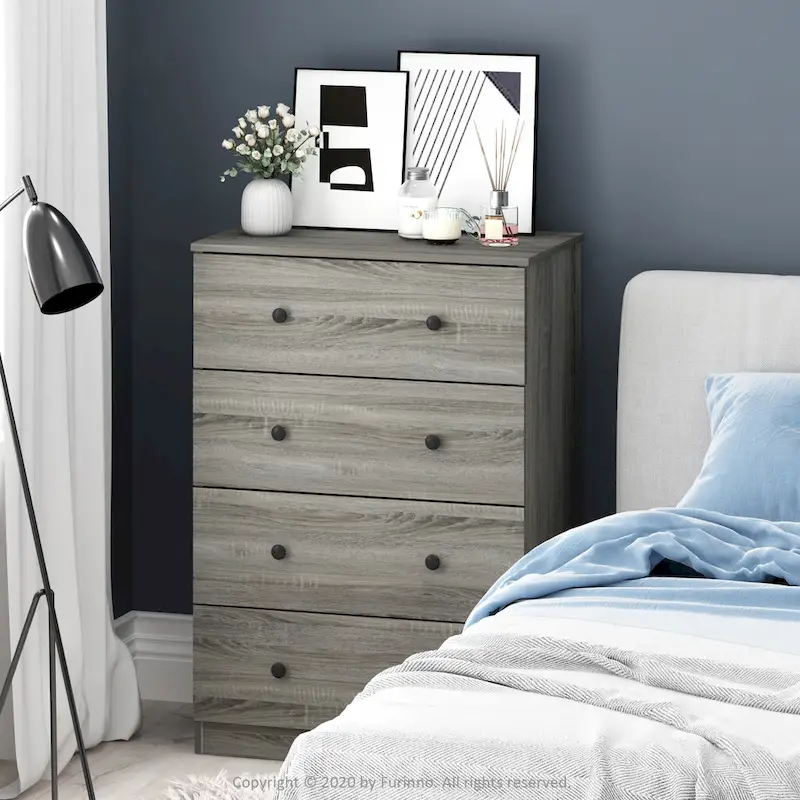 Fluted Nightstand with Charging Station & 2 Push-Open Drawers | Oak