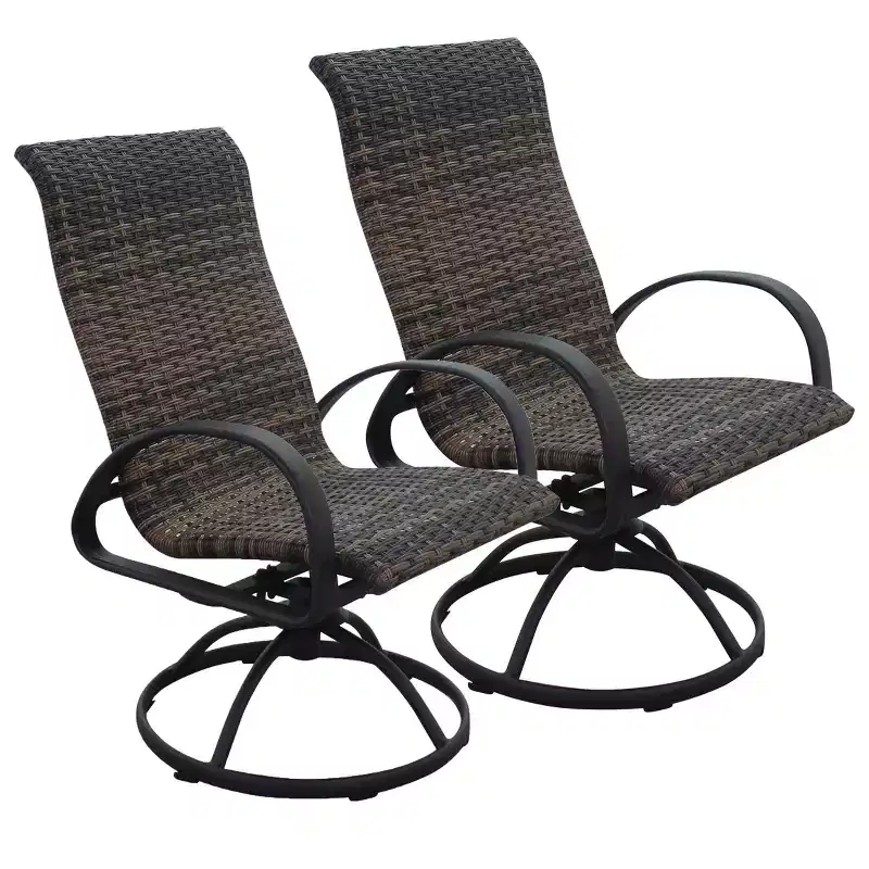 Courtyard Casual Santa Fe Aluminum Swivel Rocker Wicker Seat Set of 2