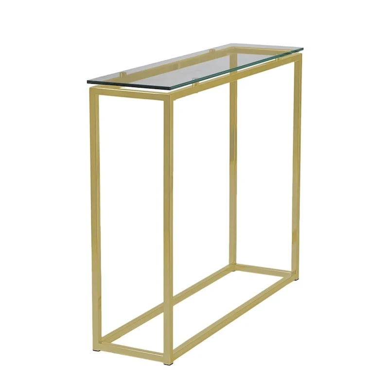 HomeRoots 36 Clear and Silver Glass Sled Console Table