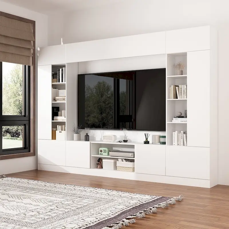 Versatile Wall Unit TV Stand LED Lighting - Accommodates TVs up to 75