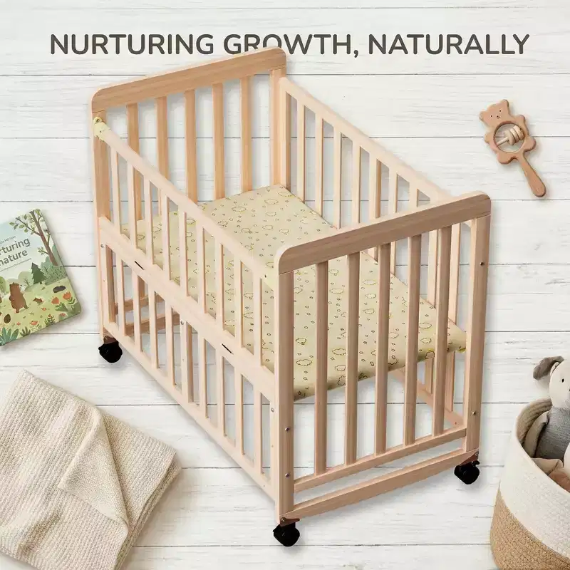 Dublin 3-in-1 Convertible Bedside Crib — Solid Pine, Rolling Wheels, 100 lb Capacity