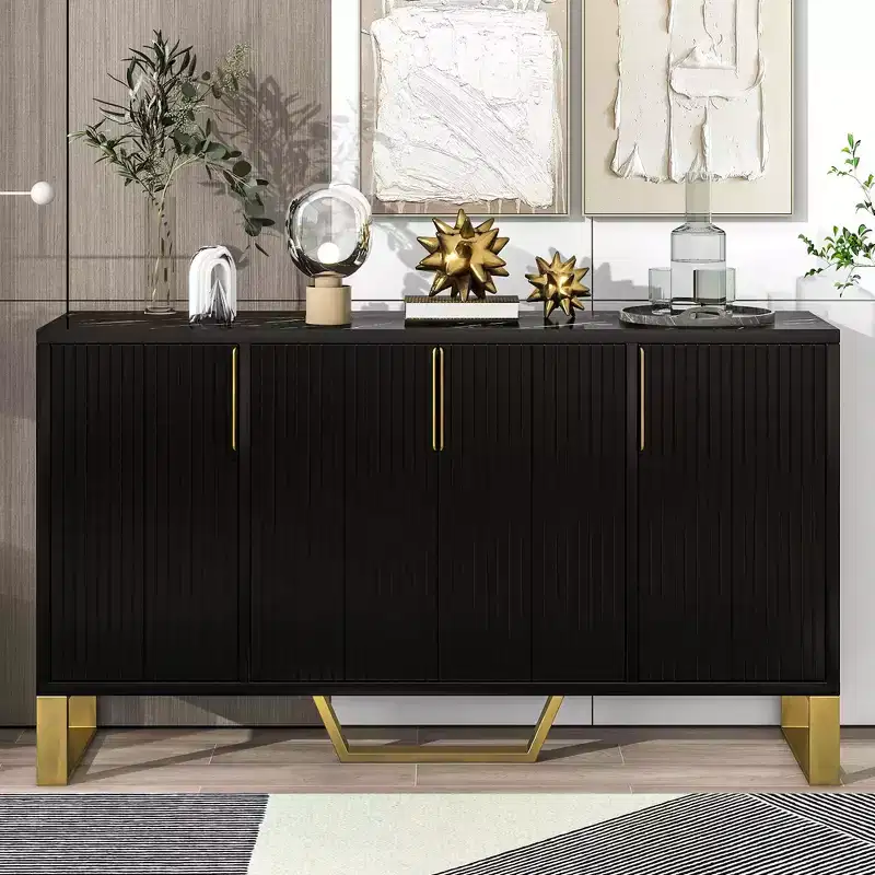 Okak Modern Sideboard Cabinet, Bufft Cabinet with 3 Doors and 4 Shelves, Storage Cabinet for Living Room, Dining Room, Kitchen