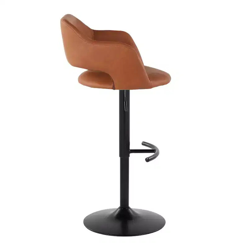 LumiSource Set of 2 Margarite Adjustable Barstools Black PU