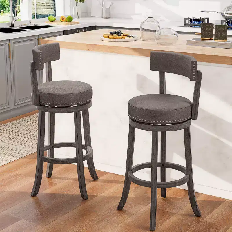 Costway 31 Bar Height Chairs Set of 2 w/ 360 Swivel Seat Back & Cushioned Seat