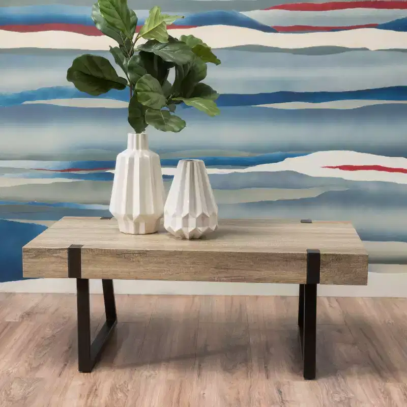 43W Industrial Coffee Table with Thick Top