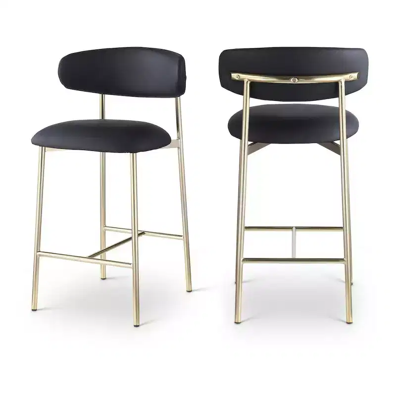 Meridian Furniture,Lupita Black Vegan Leather Counter Stool, Set of 2