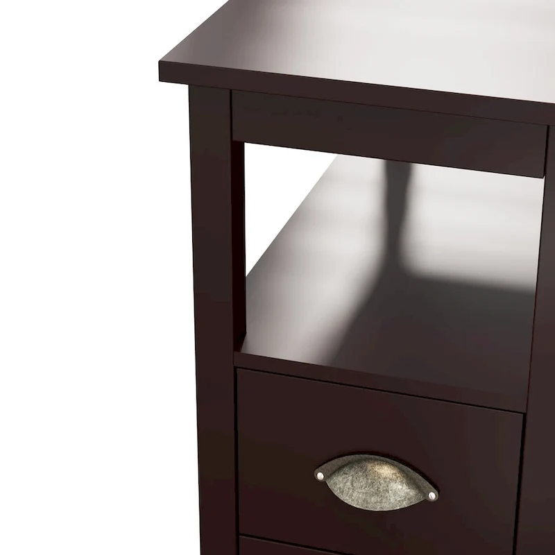 End Table With Two Drawers And Open Shelf