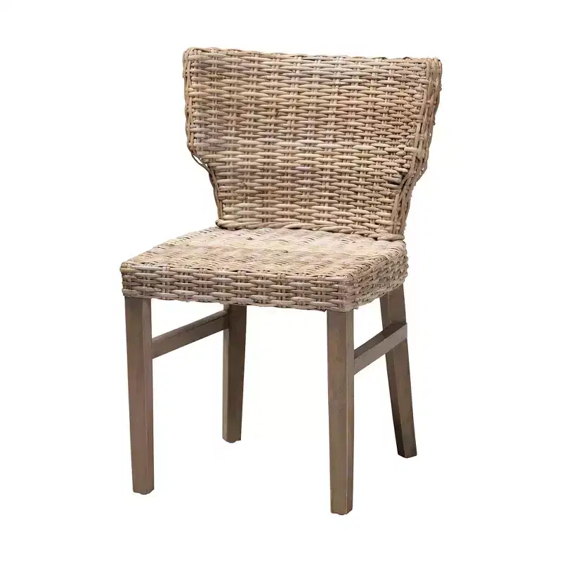 2pc Enver Rattan and Wood Dining Chair Set Natural/Brown - bali & pari: Handcrafted, Indonesian Origin