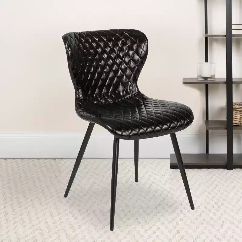 Emma and Oliver 4 Pack Contemporary Upholstered Chair in Black Vinyl