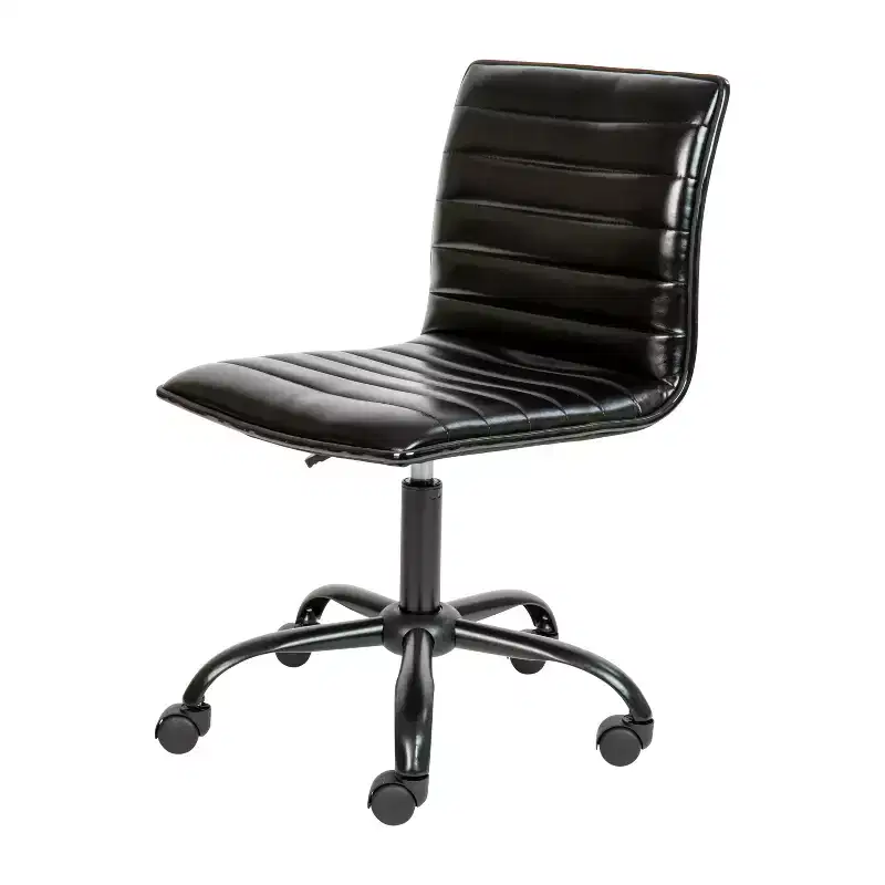 Emma and Oliver Low Back Designer Armless Ribbed Swivel Task Office Chair