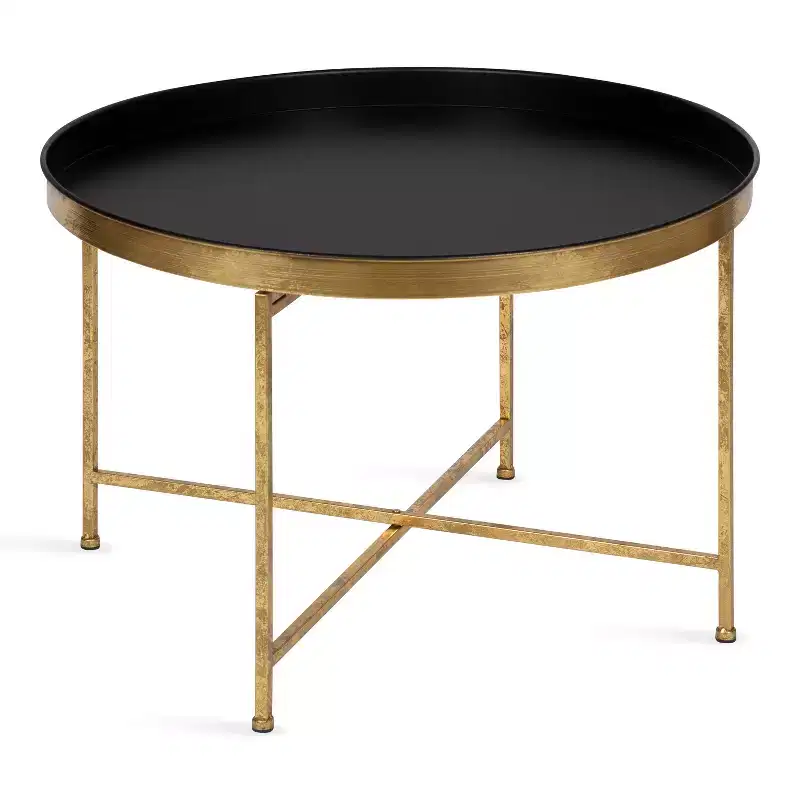 Round Metal Coffee Table Gold & Black – 28