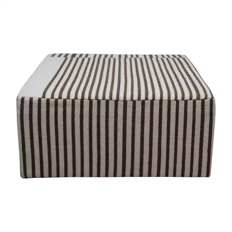 Storied Home Kilim Coffee Table Cream & Brown: Square No Assembly MDF 4 Point/Leg