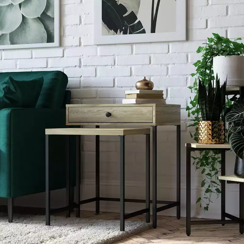 RealRooms Brookville Nesting Side Tables, Natural